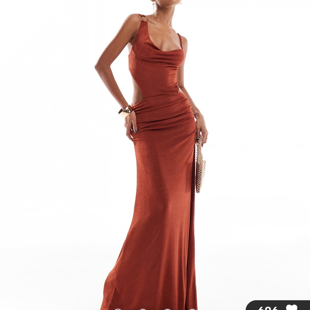 ASOS Design Elegant Rust Maxi Dress Small